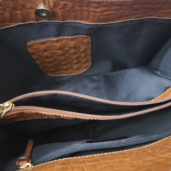 Courage B brown Andre crocodile embossed leather satchel - Picture 9 of 11